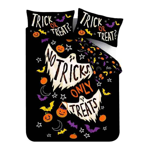 Černé povlečení na dvoulůžko 200x200 cm Halloween Trick or Treat – Catherine Lansfield