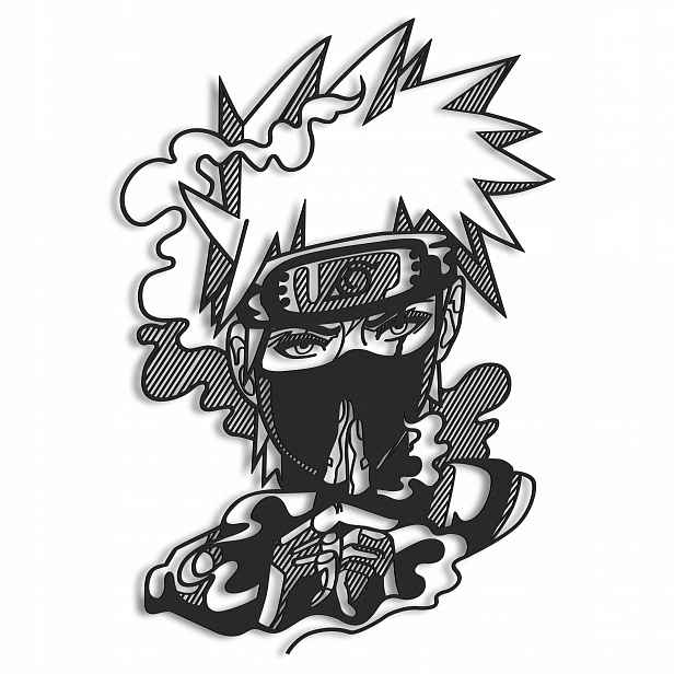 Dřevěný 3D obraz Anime Naruto Kakashi Hatake Nástěnná Dekorace Dárek