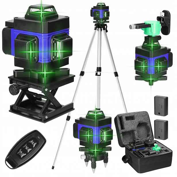4D laserová vodováha 16 linií, vodováha zeleného laseru se stativem