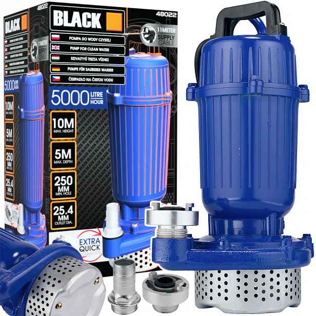 Čerpadlo Na Čistou Špinavou Vodu Sítko 2000W Black Rychlé Upevnění Spojky