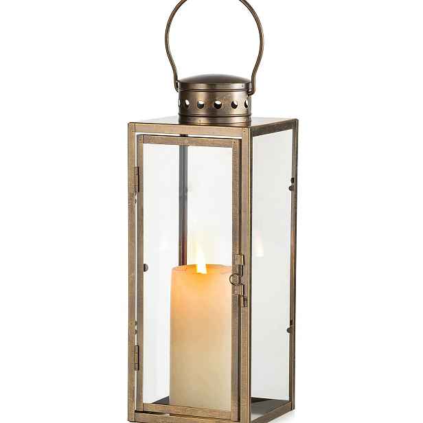 Dekorativní Lampa 35 CM Kov Sklo Zlaté Vintage Na Svíčku
