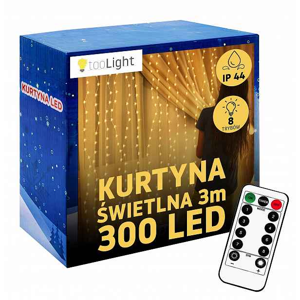 Led Závěs 3x3 m Teplá Světelná Girlanda Vnitřní Závěsná Světla