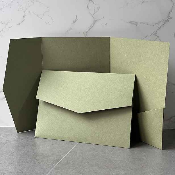 TEMU 15 ks Zelené Skládací Kapesní Pozvánky s Obálkami - 12.7X17.78 Cm Snadný Elegantní Svatby, Narozeniny, Křtiny a Další - Vysoce Kvalitní Papír,