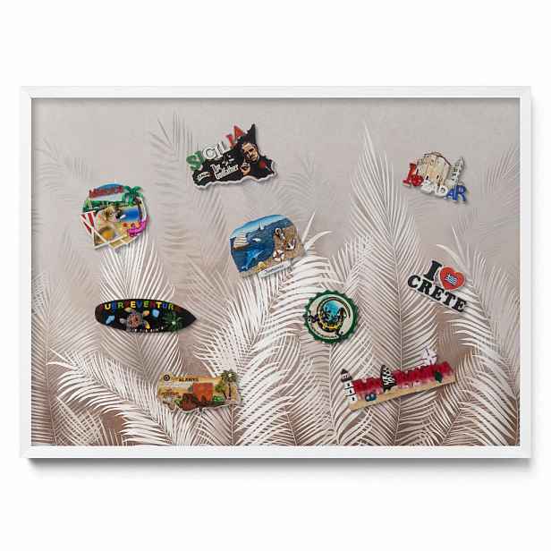 TULUP MAGNETICKÁ TABULE 70x50 cm bílý rám – Přírodní boho listy