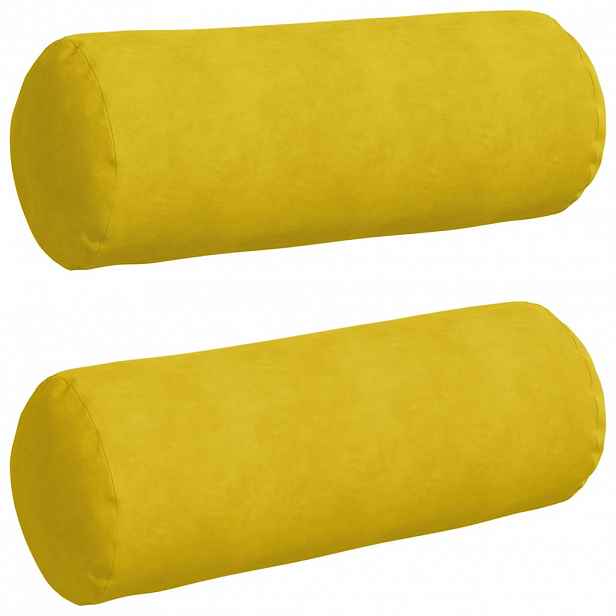 vidaXL Polštáře 2 pcs Žlutá Ø 25 x 70 cm Žebrovaná látka