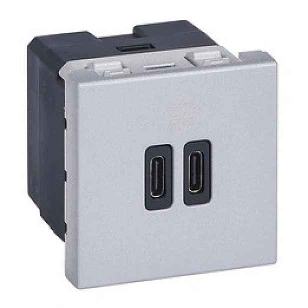 Zásuvka Nabíječka 2x Usb-c 30W Pd Hliník Legrand 077632L