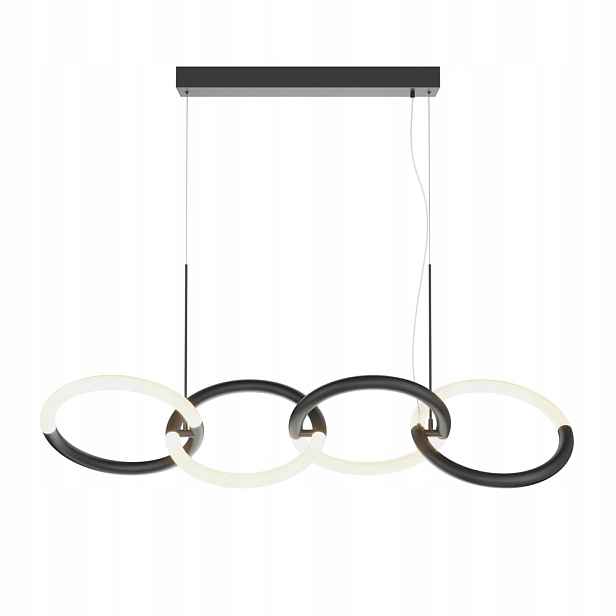 Závěsná lampa designová černá horizontální Led kroužky teplá Maytoni