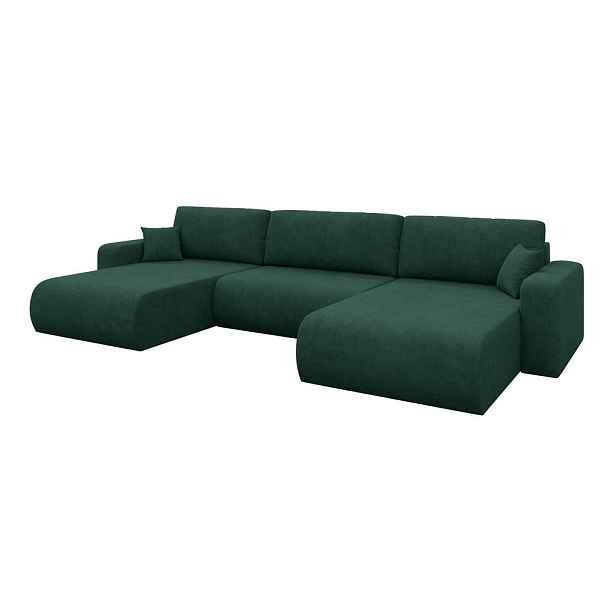 ALTDECOR SEDACÍ SOUPRAVA DO U s funkcí spaní a úložným prostorem BERY-U 377x193x88 zelená velur