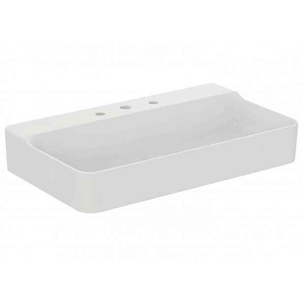 Ideal Standard Conca Ceram - Umyvadlo na desku 80x45 cm, bez přepadu, 3 otvory pro baterii, bílá T383001