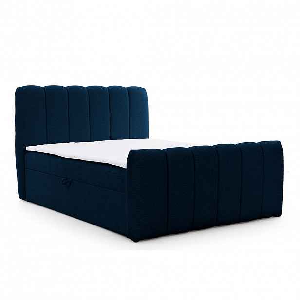 Kaiser Möbel KONTINENTÁLNÍ POSTEL se dvěma úložnými prostory, žinylková tkanina Catch Me, Námořnická modrá, 140x200 cm, CHLOE