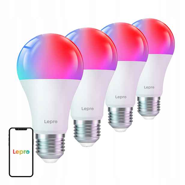 Led žárovka Lepro B2 E27 Wi-Fi 1100lm Aplikace Asistent Ai Domácí sada 4ks