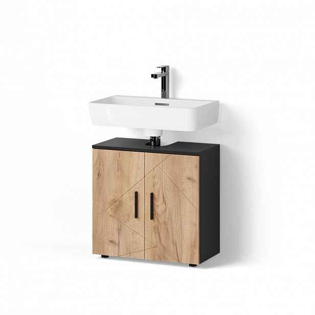 Livinity® ZÁKLADNÍ SKŘÍŇKA POD UMYVADLO Ronco Zlatý dub power/antracit 60 x 59 cm