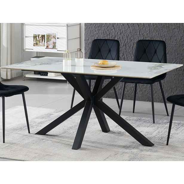 Obdélný jídelní stůl Milo 160x90 cm, bílý mramor