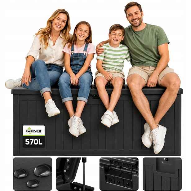 Zahradní Box S Sedákem Treeline 570 L, Černý, Voděodolný, Zesílený