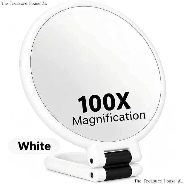 TEMU 1 ks 100X HD Ruční zkrášlující lupa, 1X/100X Přesuvné zkratování, 360° Nastavitelná rukojeť a zrcadlo, Vícebarevný rám Přenosná pro odstranění