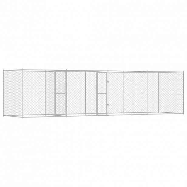 vidaXL Klec pro psa Stříbrná 800 x 200 x 200 cm Pozinkovaná ocel