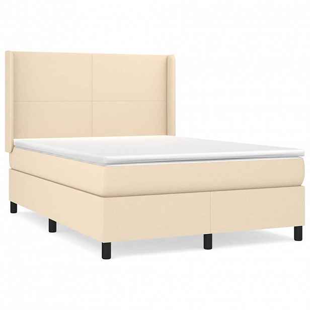 vidaXL Box spring postel s matrací krémová 140x200 cm textil