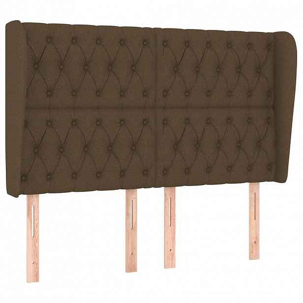 vidaXL Čelo postele typu ušák tmavě hnědé 147x23x118/128 cm textil