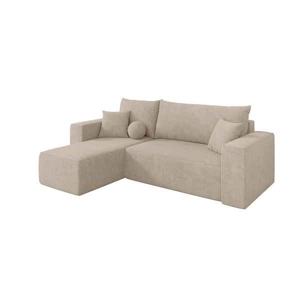 ALTDECOR ROHOVÁ SEDAČKA s funkcí spaní, otoman vlevo SENO-L 249x139x85 béžová velur