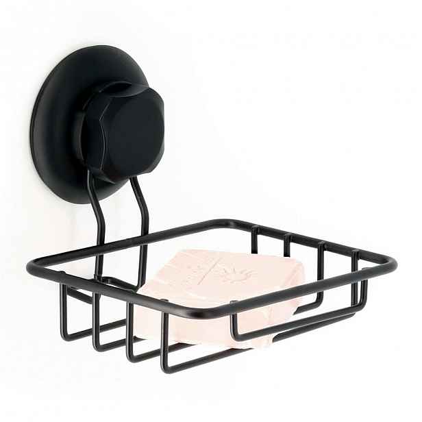 Černý samodržící nástěnný držák na mýdlo Compactor Bestlock Black Soap & Sponge Holder