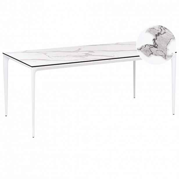 Beliani ZAHRADNÍ STŮL 180/90 cm Mramor Look Bílý Mramor Sovareto