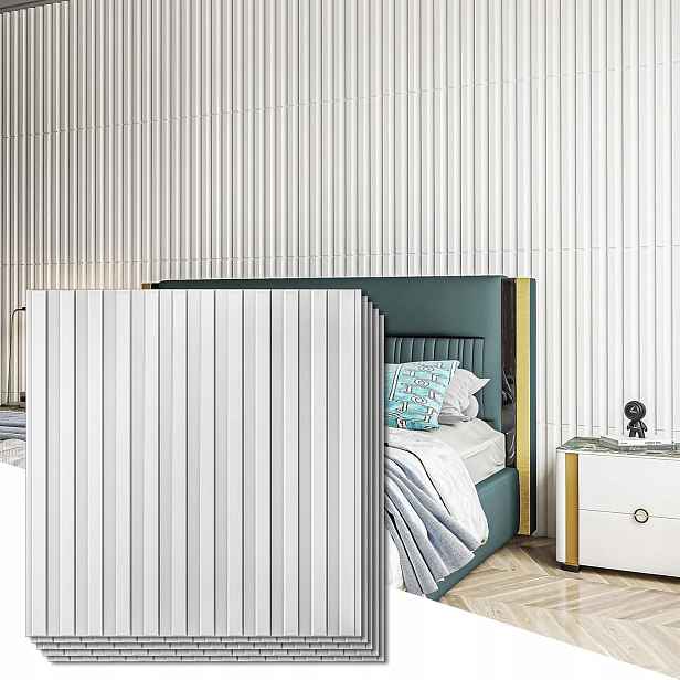 3D dekorativní nástěnné panely Pvc Sada 12 Kusů 50 x 50 cm 3 m² Bílé