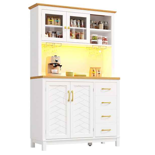 EVRYAE BUFFET MDF, LED, ovládání aplikací, úložný prostor, ochrana proti převrácení, retro design, 105,5/40/180