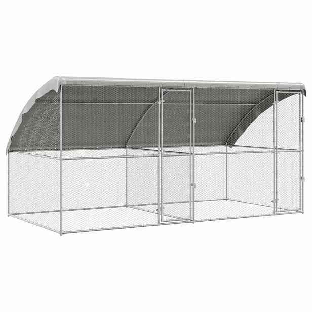 vidaXL Klec pro drůbež se 2 dvířky 2 ks Stříbrná 400x200x200cm