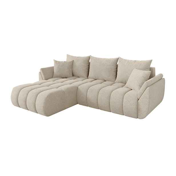 ALTDECOR ROHOVÁ SEDAČKA s funkcí spaní, otoman vlevo TOKO-L-v1 277x194x86 krémová velur