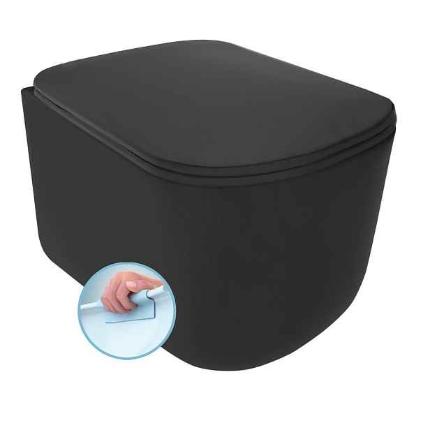 Kerasan TRIBECA závěsná WC mísa, Rimless, 35x54cm, černá mat