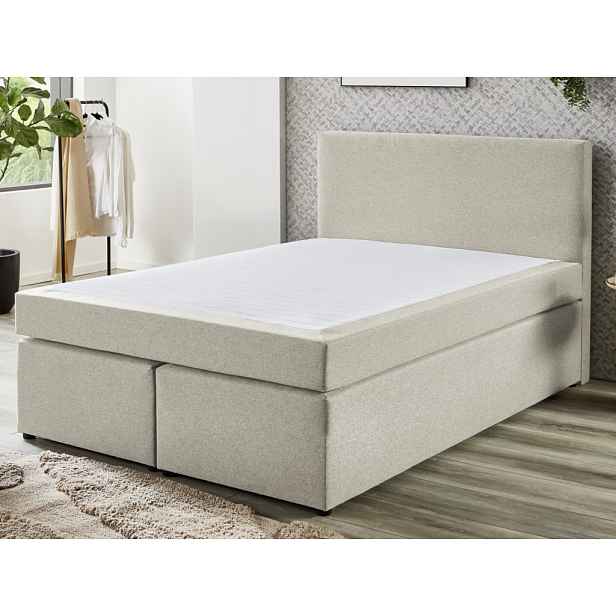 Postel boxspring Aston 160x200 cm, béžová látka