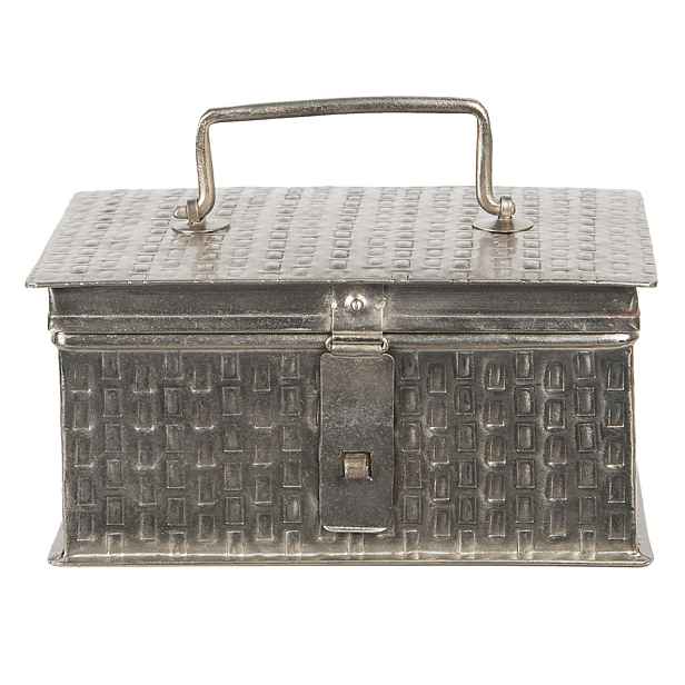 Stříbrný kovový úložný box Marcelon - 21*14*11 cm Clayre & Eef