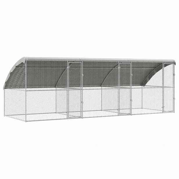 vidaXL Klec pro kuřata se 3 dvířky 3 ks Stříbrná 600x200x200cm