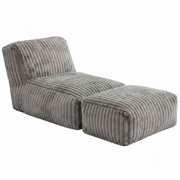 Urban Meuble KŘESLO S TABURETEM z manšestru modulární a ergonomicky polstrované
