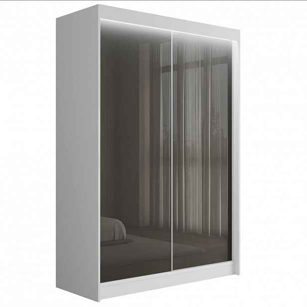 ALTDECOR ŠATNÍ SKŘÍŇ PEKA s LED – 150 cm – bílá|šedá