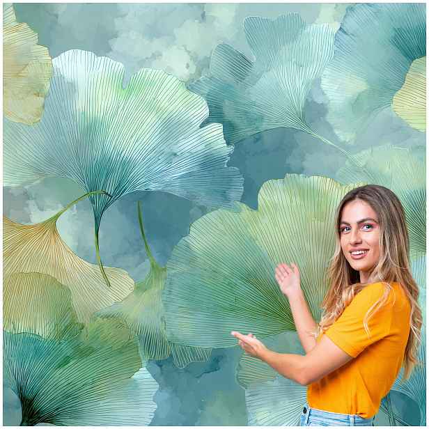 Fototapeta Obývací Pokoj Ložnice Ginkgo Listy Příroda Boho 196x260 MLN13F