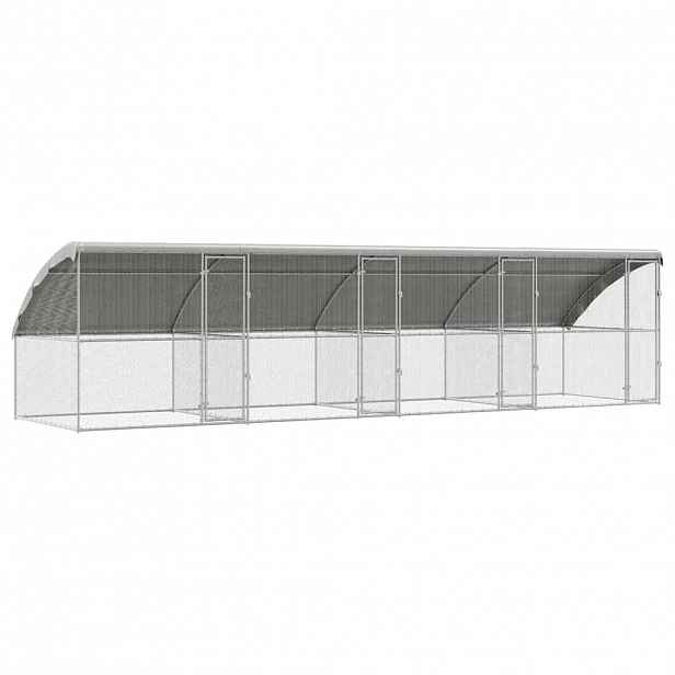 vidaXL Klec pro kuřata se 4 dvířky 4 ks Stříbrná 800x200x200cm