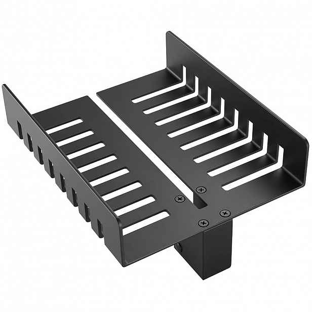 Walk-in polička s drážkami na sklo sprchového koutu - 6-10 mm - černá matná - 25x11,7 cm