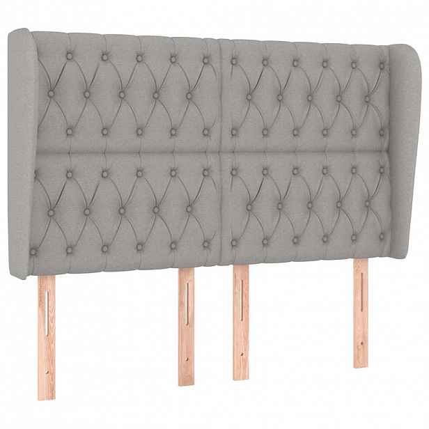 vidaXL Čelo postele typu ušák světle šedé 163x23x118/128 cm textil