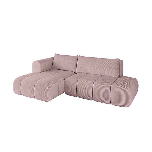 ALTDECOR ROHOVÁ SEDAČKA s funkcí spaní a otomanem, levá CLOUD-L 280x185x90 Růžová Manšestr