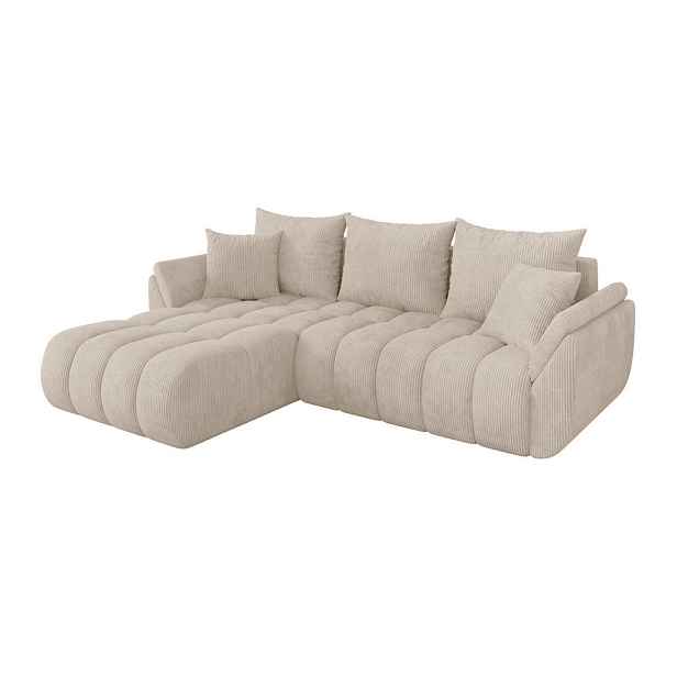 ALTDECOR ROHOVÁ SEDAČKA s funkcí spaní, otoman vlevo TOKO-L-v1 277x194x86 béžová manšestr