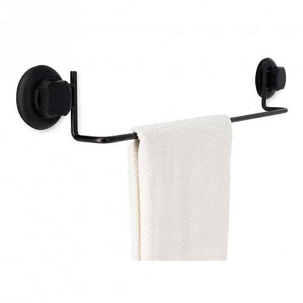 Černý samodržící nástěnný držák na ručníky Compactor Bestlock Black Tube Holder For Towels, 60,6 x 9 cm