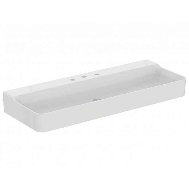 Ideal Standard Conca Ceram - Umyvadlo na desku 120x45 cm, bez přepadu, 3 otvory pro baterii, bílá T384301