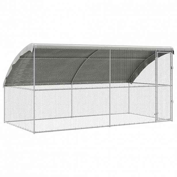 vidaXL Klec pro slepice s 1 dvířky 2 ks Stříbrná 400x200x200 cm