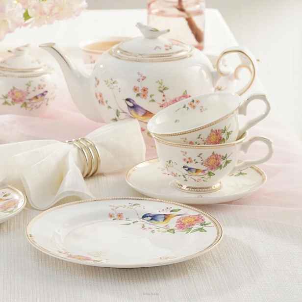 Villa Italia Bel Fiore porcelánový čajový servis pro 6 osob, 21 kusů