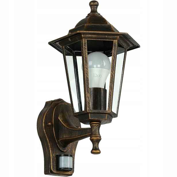 Zahradní nástěnné svítidlo Fasádní lampa s pohybovým senzorem Lucerna Patina