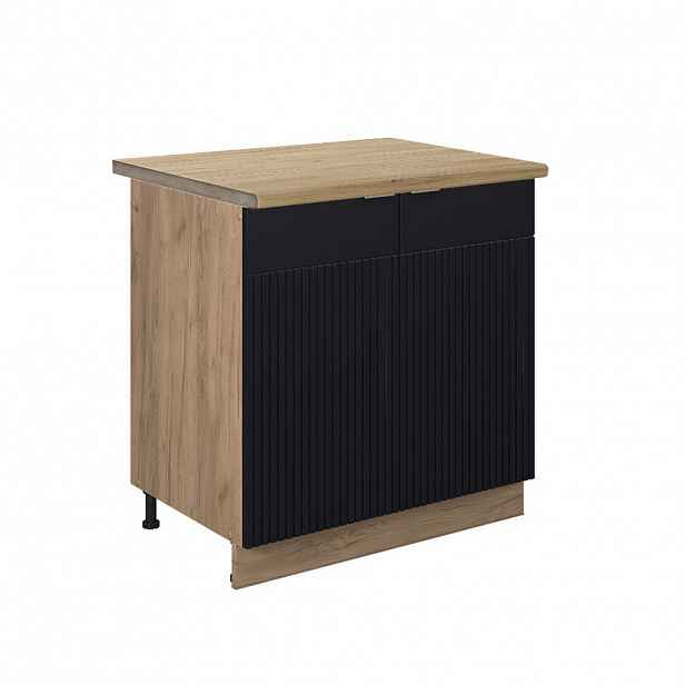 Vicco SKŘÍŇKA POD DŘEZ Fame-Line Černý pruhovaný 80 cm , PD Dub