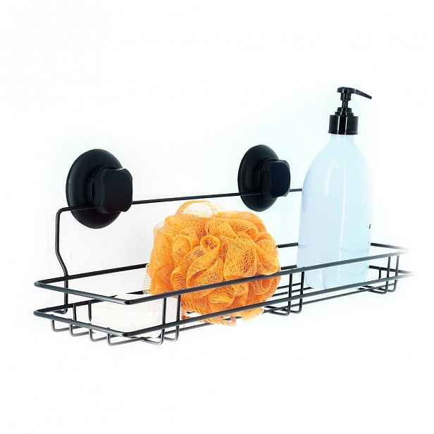 Černá samodržící nástěnná kuchyňská polička Compactor Bestlock Black Kitchen Shelf, 45,5 x 12 cm