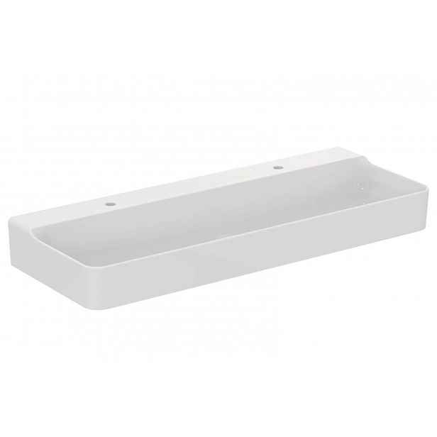 Ideal Standard Conca Ceram - Dvojumyvadlo na desku 120x45 cm, bez přepadu, otvory pro baterie, bílá T384401