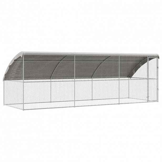 vidaXL Klec pro kuřata s 1 dvířky 3 ks Stříbrná 600x200x200cm